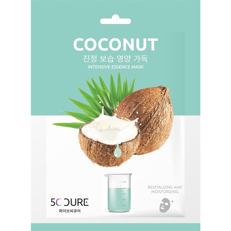 5c Cure Coconut Intensive Essence Mask 25 ml Tüm Cilt Tipleri İçin Nemlendirici Kağıt Maske