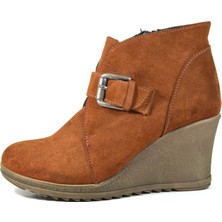 Beety 20BK.104  Deri Nubuk Taba Dolgu Topuk Kadın Anne Bot