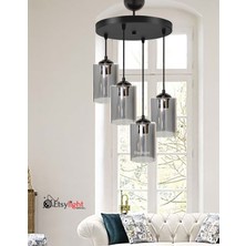 Etsylight Dora Black Lüx  Antre, Salon Cam Avize