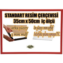 MİXEFOR Boş Çerçeve - 35CM x 50CM Iç Ölçü -Renk KIRMIZI -Arka Yüzey 3mm Mdf-  Ön yüzey  Kırılmaz  parlama yapmayan Antireflektif