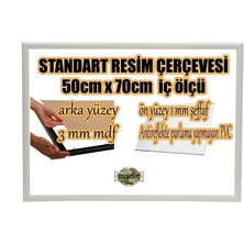 MİXEFOR Boş Çerçeve - 50CM x 70CM Iç Ölçü-Renk BEYAZ   Arka Yüzey 3 mm Mdf-  Ön yüzey  Kırılmaz  parlama yapmayan Antireflektif
