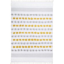 My Home Halı Oslo %100 Doğal Pamuk Dokuma Püsküllü Kilim K6 Gri Altın