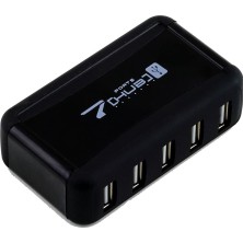 PrimeX Plus PX-1207 Usb2.0 Siyah 7 Port USB Çoklayıcı Hub (Adaptörlü)