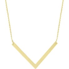 Engingold 14K Altın V Model Geometrik Kolye
