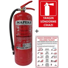 KKDAVM 6KG MAPEKS YANGIN TÜPÜ,YANGIN TÜPÜ KULLANIM TALİMATI VE YANGIN TÜPÜ LEVHASI 3LÜ SET