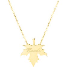 Engingold 14 Ayar Altın Çınar Yaprağı Kolye