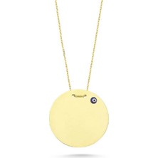 Engingold 14 Ayar Altın Nazar Boncuklu Plaka Kolye