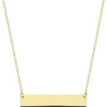 Engingold 14K Altın Dikdörtgen Plaka Kolye
