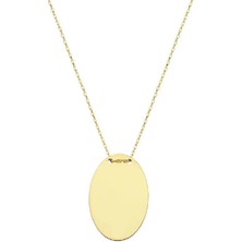 Engingold 14 Ayar Altın Oval Plaka Kolye
