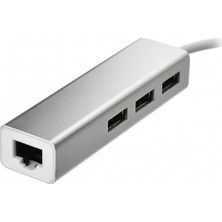 Blue Wings Alüminyum USB To RJ45 Ethernet + USB 3 Port Hub Çoklayıcı