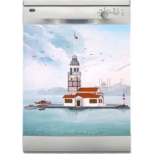Sticker Art Bulaşık Makinesi Sticker Kaplama Beyaz Eşya Kaplama Kız Kulesi Çizim
