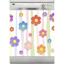 Sticker Art Bulaşık Makinesi Sticker Kaplama Beyaz Eşya Kaplama Renkli Çiçekler