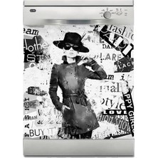 Sticker Art Bulaşık Makinesi Sticker Kaplama Beyaz Eşya Kaplama Moda Grunge Kız