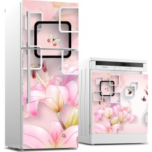 Sticker Art Buzdolabı ve Bulaşık Makinası Beyaz Eşya Sticker Kaplama Zambak