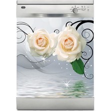 Sticker Art Bulaşık Makinesi Sticker Kaplama Beyaz Eşya Kaplama 3D Bej Gül
