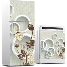 Sticker Art Buzdolabı ve Bulaşık Makinası Beyaz Eşya Sticker Kaplama 3D Çiçek Daireler