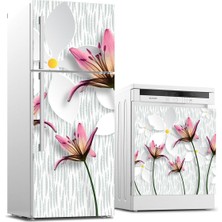 Sticker Art Buzdolabı ve Bulaşık Makinası Beyaz Eşya Sticker Kaplama 3D Manolya