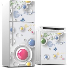 Sticker Art Buzdolabı ve Bulaşık Makinası Beyaz Eşya Sticker Kaplama 3D Modern Tasarım