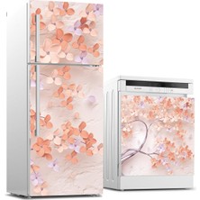 Sticker Art Buzdolabı ve Bulaşık Makinası Beyaz Eşya Sticker Kaplama 3D Yapraklar