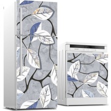 Sticker Art Buzdolabı ve Bulaşık Makinası Beyaz Eşya Sticker Kaplama Duvar Renkli Yapraklar