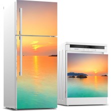 Sticker Art Buzdolabı ve Bulaşık Makinası Beyaz Eşya Sticker Kaplama Gün Batımı