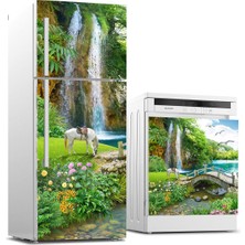 Sticker Art Buzdolabı ve Bulaşık Makinası Beyaz Eşya Sticker Kaplama Şelale At