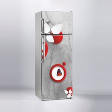 Sticker Art Buzdolabı Sticker Kaplama Dolap Kaplama Etiketi Kırmızı Yuvarlak Kelebek