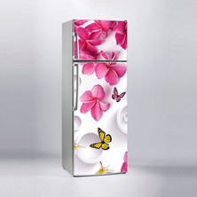 Sticker Art Buzdolabı Sticker Kaplama Dolap Kaplama Etiketi Pembe Çiçek Kelebek