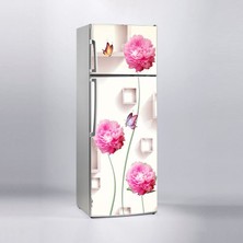 Sticker Art Buzdolabı Sticker Kaplama Dolap Kaplama Etiketi Pembe Şakayıklar