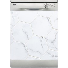 Sticker Art Bulaşık Makinesi Sticker Kaplama Beyaz Eşya Kaplama Beyaz Altıgen Mermer