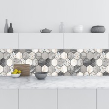 Sticker Art Mutfak Tezgah Arası Folyo Fayans Kaplama Folyosu Renkli Altıgen Mermer 60 x 100  cm