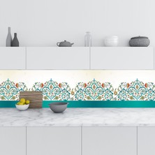 Sticker Art Mutfak Tezgah Arası Folyo Fayans Kaplama Folyosu Vintage Renkli Çiçek 60 x 100  cm