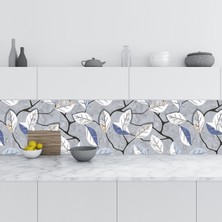 Sticker Art Mutfak Tezgah Arası Folyo Fayans Kaplama Folyosu Duvar Renkli Yapraklar 60 x 100  cm