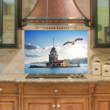 Sticker Art Mutfak Duvar Tezgah Arası Ocak Arkası Sticker Kaplama Kız Kulesi Kuş
