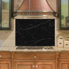 Sticker Art Mutfak Duvar Tezgah Arası Ocak Arkası Sticker Kaplama Siyah Mermer