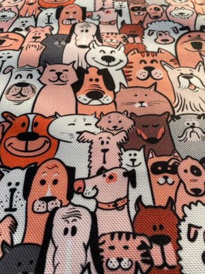 Favor Kumaş Kedi Köpek Desenli Dijital Baskılı Kumaş FVR-1133