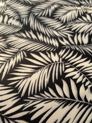 Favor Kumaş Siyah Zeminli Palmiye Yaprak Desenli Dijital Baskılı Kumaş FVR-1611