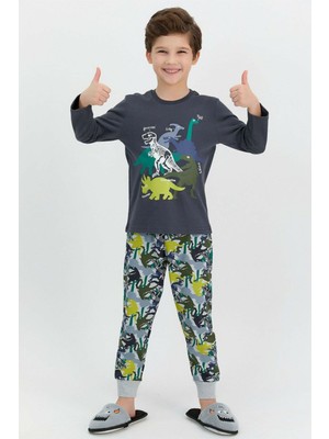RolyPoly 2515-2 Erkek Çocuk Uzun Kollu Pijama Takımı - Antrasit