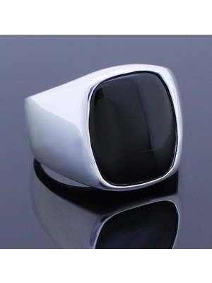 Modasilvers 925 Ayar Gümüş Oniks Taşlı Sade Erkek Yüzük