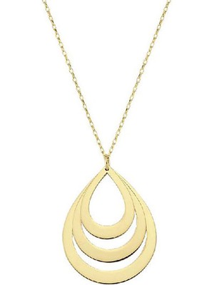 Engingold 14 Ayar Altın Üçlü Damla Halka Kolye