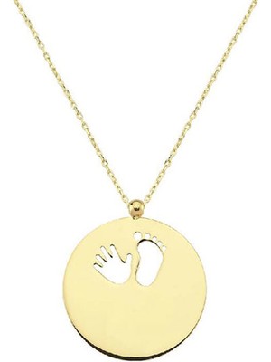 Engingold 14 Ayar Altın Bebek El Ayak Izi Kolye