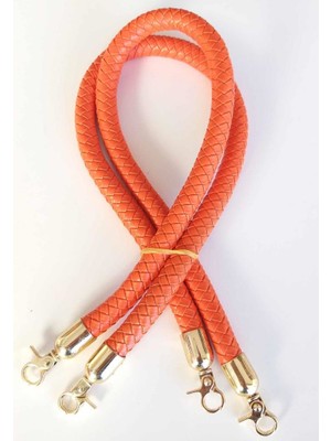 Angel Çanta Aksesuar Örme Çanta Sapı Uzun Turuncu Renk Light Gold Metal