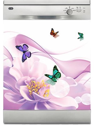 Sticker Art Bulaşık Makinesi Sticker Kaplama Beyaz Eşya Kaplama Kelebekler