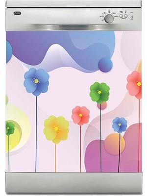 Sticker Art Bulaşık Makinesi Sticker Kaplama Beyaz Eşya Kaplama Renkli Çiçek
