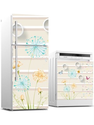 Sticker Art Buzdolabı ve Bulaşık Makinası Beyaz Eşya Sticker Kaplama 3D Karahindiba