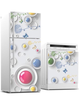 Sticker Art Buzdolabı ve Bulaşık Makinası Beyaz Eşya Sticker Kaplama 3D Modern Tasarım