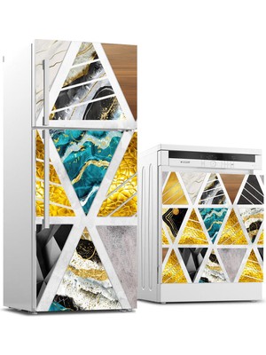 Sticker Art Buzdolabı ve Bulaşık Makinası Beyaz Eşya Sticker Kaplama Üçgen Dekor
