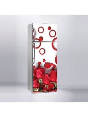 Sticker Art Buzdolabı Sticker Kaplama Dolap Kaplama Etiketi Kırmızı Güller Yuvarlak