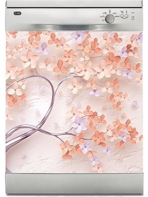 Sticker Art Bulaşık Makinesi Sticker Kaplama Beyaz Eşya Kaplama 3D Yapraklar