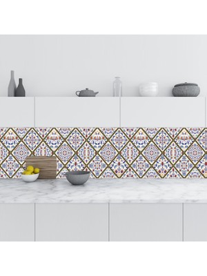 Sticker Art Mutfak Tezgah Arası Folyo Fayans Kaplama Folyosu Ottoman Motif 60 x 100  cm